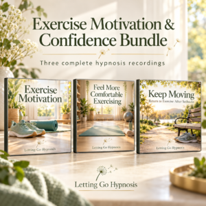 Exercise Motivation and Confidence Bundle showing Exercise Motivation, Feel More Comfortable Exercising, and Keep Moving.