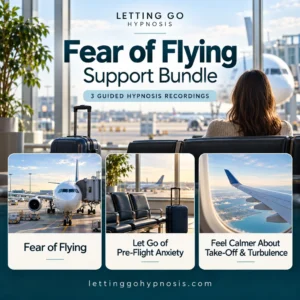 Fear of Flying Support Bundle with three recordings: Fear of Flying, Let Go of Pre-Flight Anxiety, and Feel Calmer About Take-Off and Turbulence.