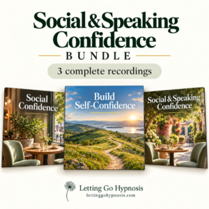 Social and Speaking Confidence bundle featuring Social Confidence, Build Self-Confidence and Social and Speaking Confidence, with matching cream, green and gold artwork and dandelion branding.
