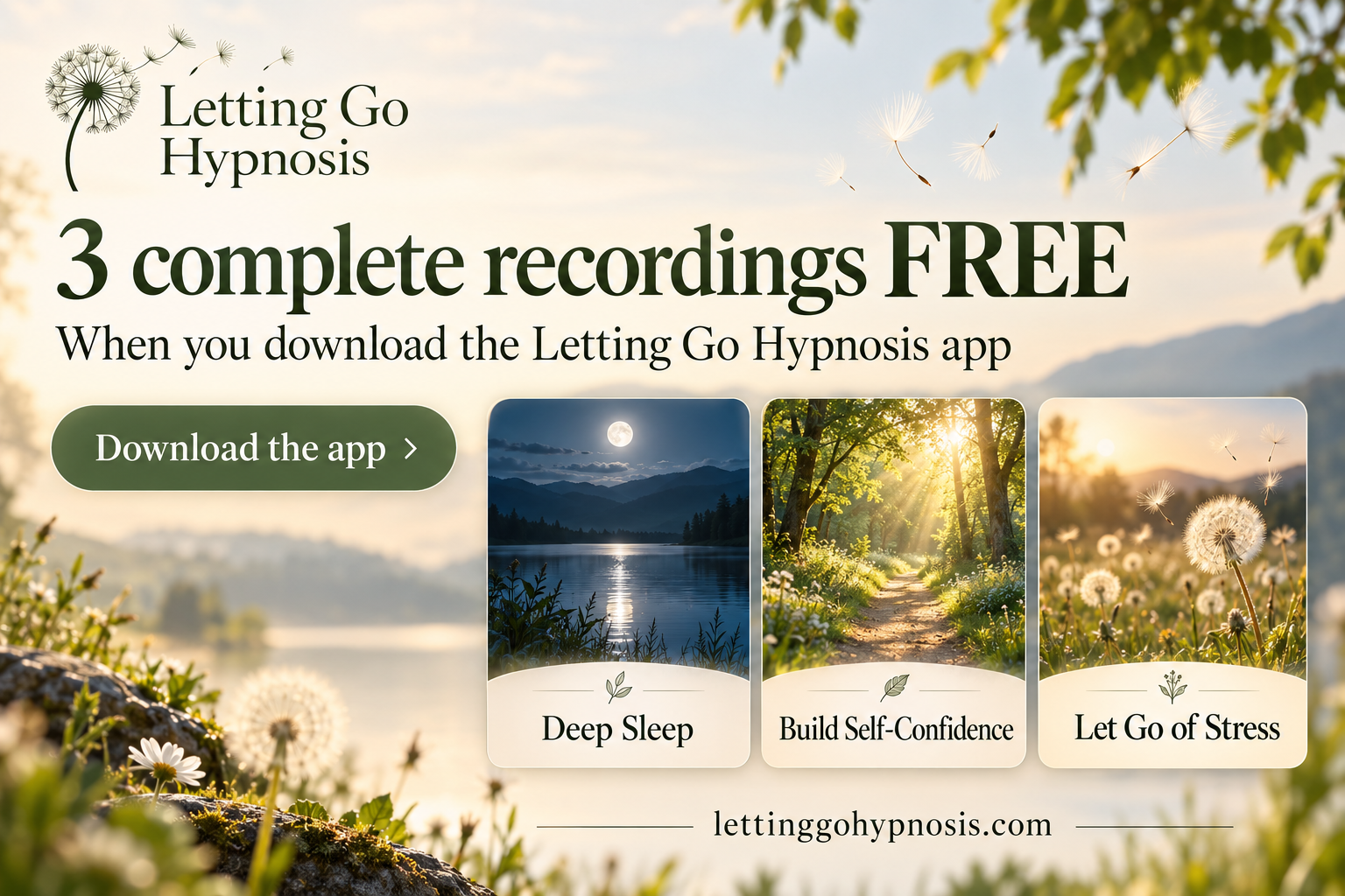 Three complete hypnosis recordings free when you download the Android app